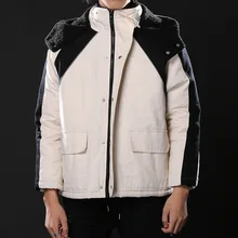 Мужское зимнее Свободное пальто трендовая короткая куртка с хлопковой подкладкой для подростков свободная одежда с хлопковой подкладкой