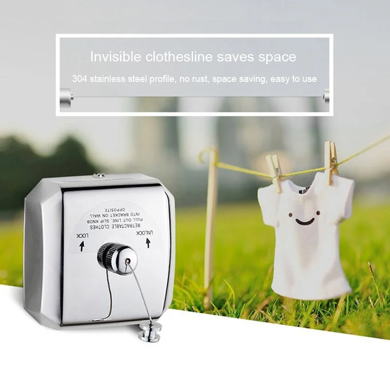 

Retractable Clothesline SUS304 Clothes Dryer with Adjustable Stainless Steel Rope String Laundry Hanger Organizer Drying Rack