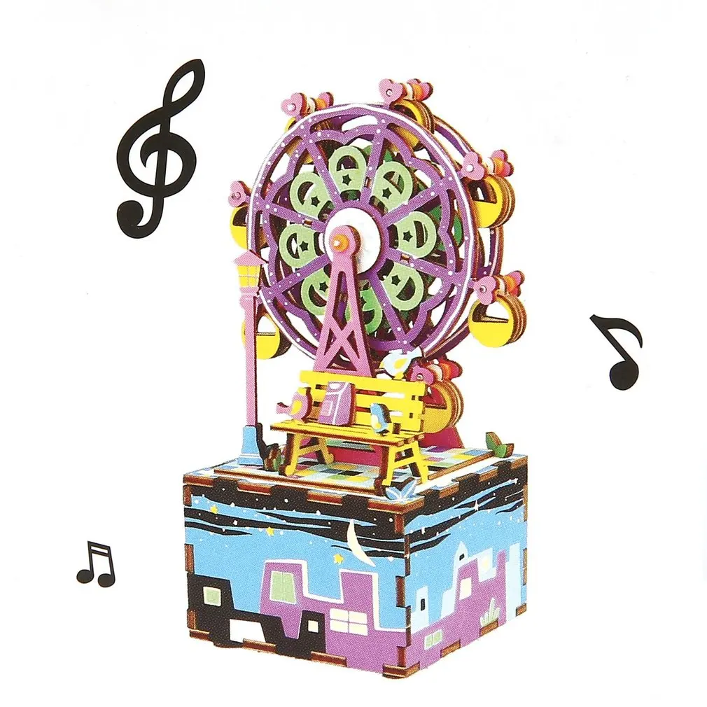 Creative Interesting Wooden Merry-Go-Round Carousel Music Box Exquisite Handcraft Music Box Children Kids Birthday Gift