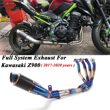 

Full System Motorcycle Exhaust Escape For Kawasaki Z900 2017 - 2020 Modified Carbon Fiber Muffler Front Middle Link Pipe Slip On