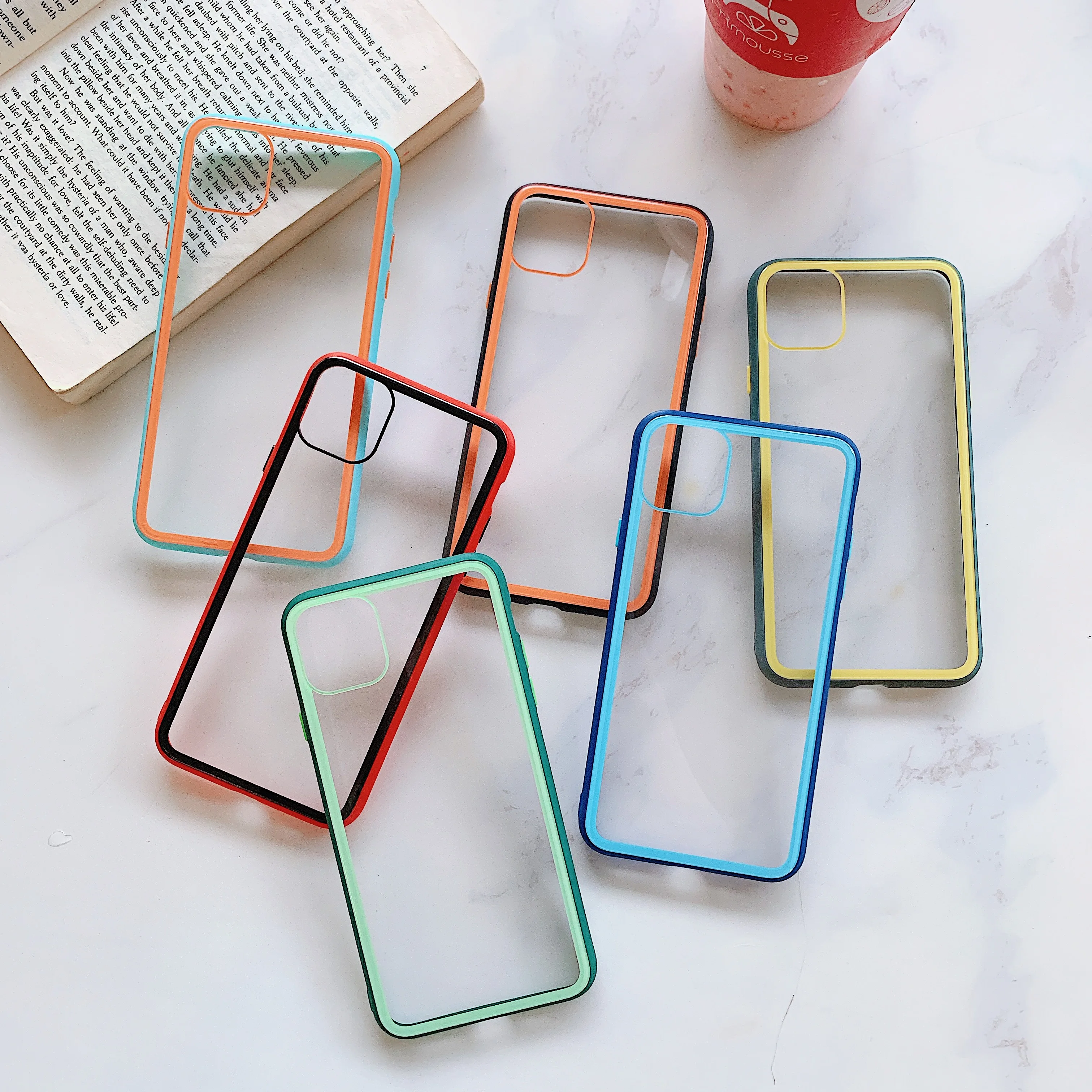 

Heyytle Ultra thin Transparent Case For iPhone 11 Pro MAX X XS XR Candy Color Case For iPhone 7 8 6 6s Plus 10 Splice Full Cover