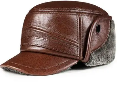 StyleB H7693 мужская шляпа с козырьком из натуральной кожи, зимняя теплая Толстая шапка с защитой ушей, кепка для мужчин среднего возраста, уличные повседневные Шапки - Цвет: StyleB