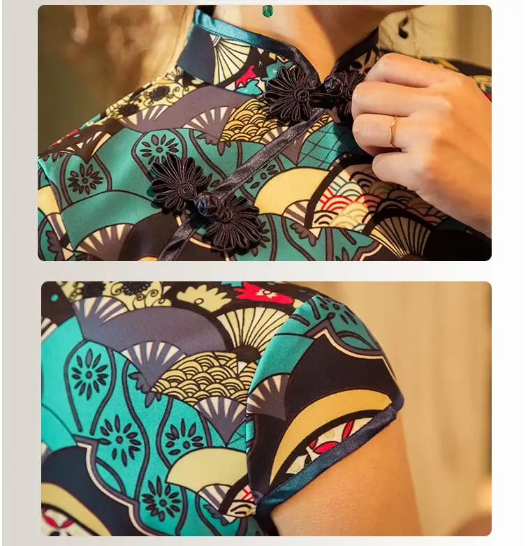Лето 2019 г. белый китайский для женщин qipao Плюс vantage печати Чонсам с цветами пятно Длинные платья Элегантный женский китайское платье