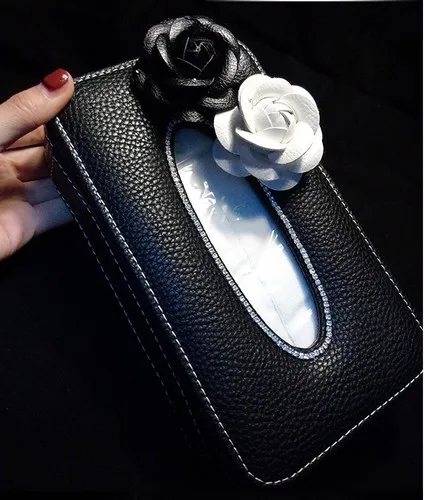 Decoration Car Tissue Box Bling Kitty Cat Napkin Holder Handmade Rhinestone Car Home Kitchen Boxes for Container - Цвет: L 18.5x12x8.5cm