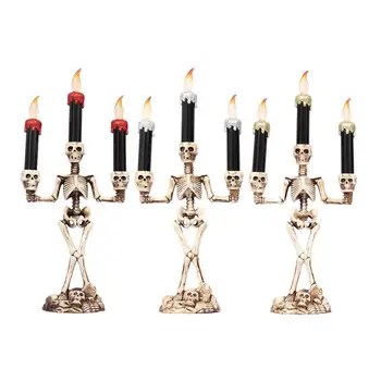 

2020 Halloween Candle Holder Skeleton Candle Holder Family Halloween Party DIY Halloween Decorative Candlestick Art Props 3PCS