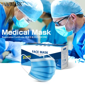 

1/50pcs Medical Mask Disposable Nonwoven 3Ply Filter Mask Mouth Face Mask Dust Protective Breathable Earloops Surgical Masks