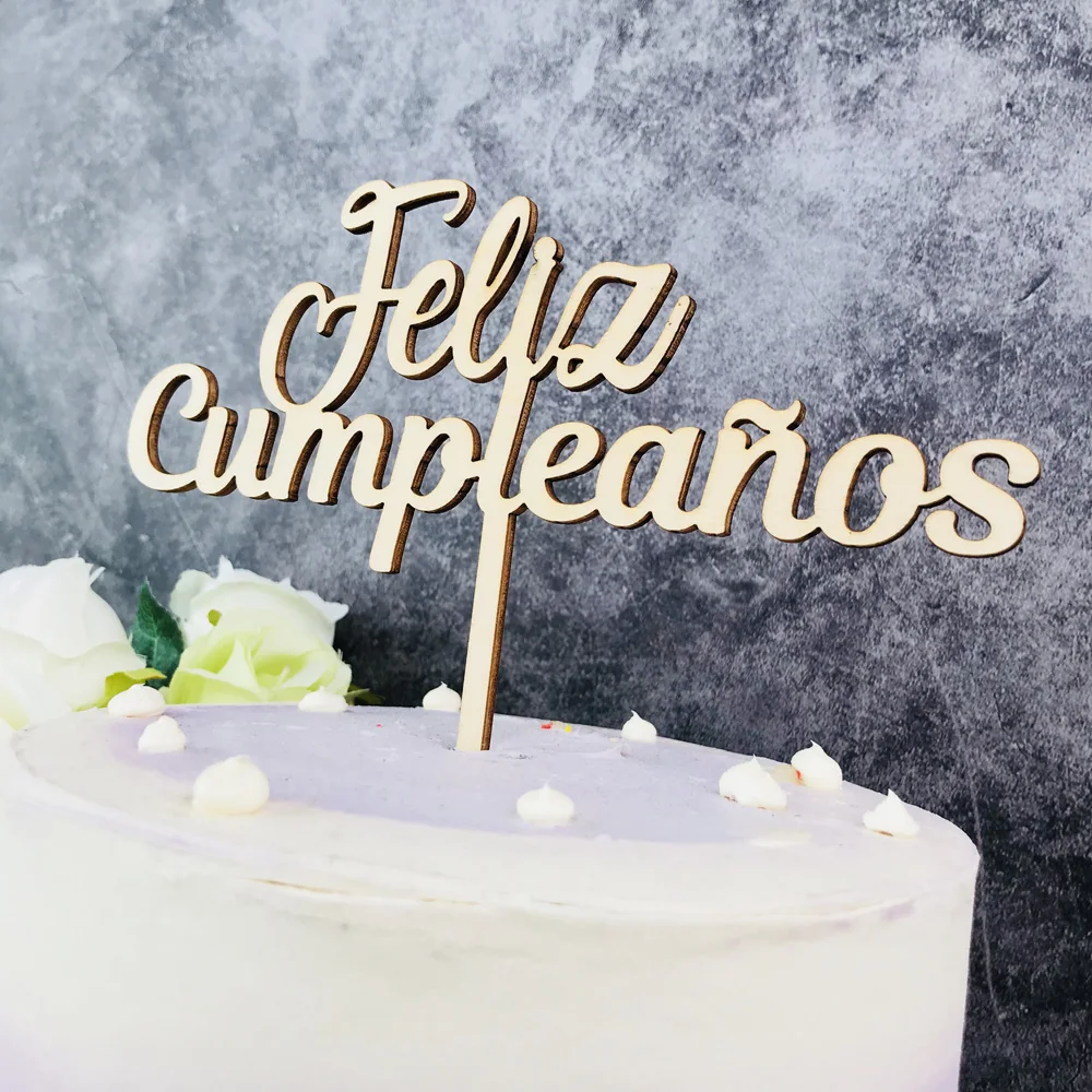 Happy Birthday in spanish Cake Topper,Custom gold Children's Birthday Cake Topper,BoyGirl  Stylish Topper Party Decor (2)