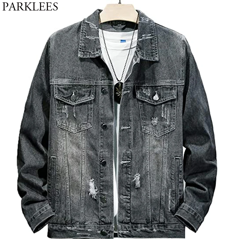 distressed mens denim jacket