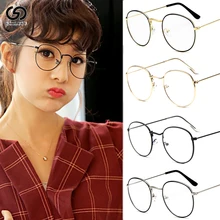 Круглые простые прозрачные очки ультра светильник металлические декоративные прозрачные Дамские очки оправа GOZLUGU