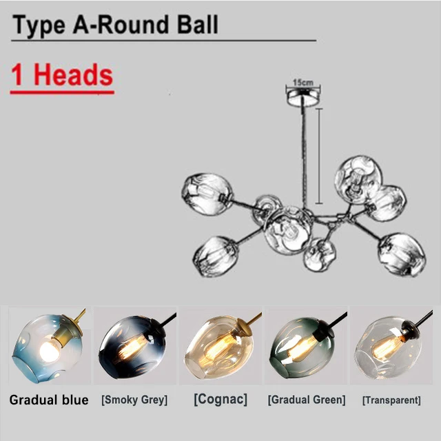 Скандинавское прозрачное стекло люстра освещение современный домашний блеск декор столовая Подвесная лампа ресторан креативное освещение Luminaria - Цвет абажура: A1head