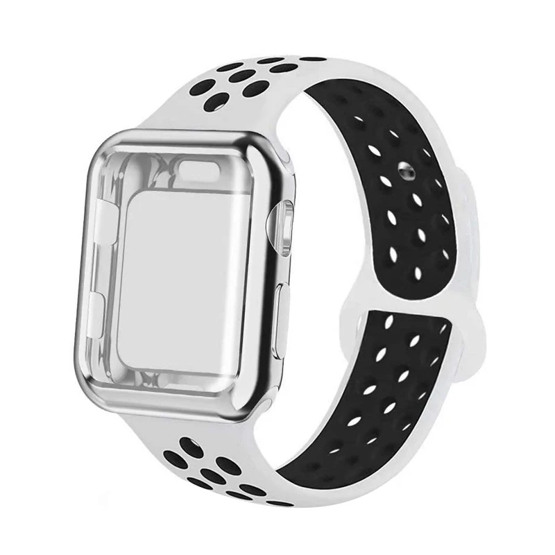 

silicone case&strap for apple watch band 44mm 40mm 42mm 38mm iwatch band series 5/4/3/2/1 bracelet&cover Accessories