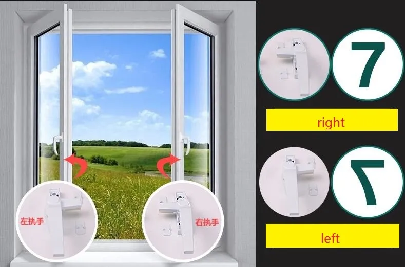 Алюминиевые оконные ручки замок/ручки оконные, для стеклопакетов раздвижные двери ручка Правая или левая x2
