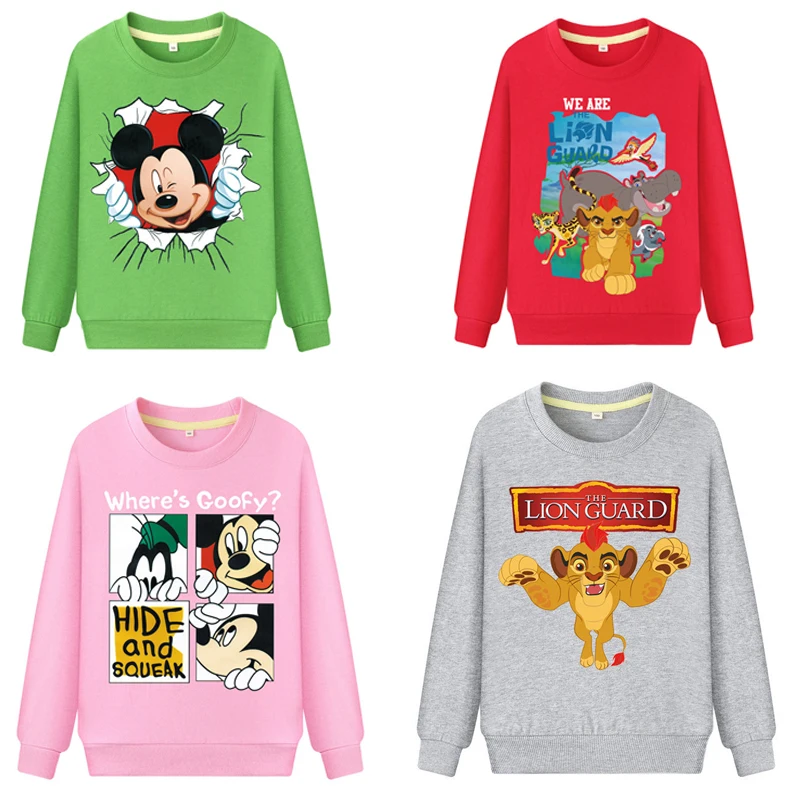 

2019 Easter Kids Baby Girl Boy Mickey Lion King Long Sleeves Print Tshirt Sweatshirts Jacket Coat Cotton cartoon Autumn Clothing