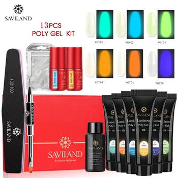 

SAVILAND Poly Gel Kit Set 15ml UV Gel Nail Polish Fast Hard Builder Extension Gel Top Base Nail Polish Fast Manicure Set