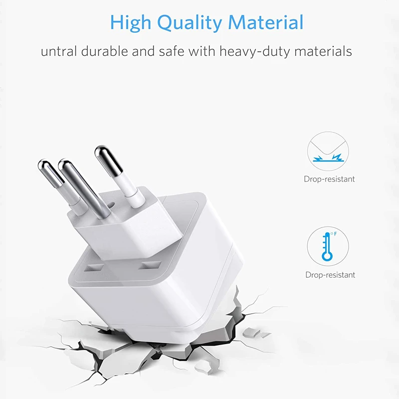 Brazil South Africa Travel Plug Adapter Grounded Universal Type N Plug Adapter BR To US-Ultra Compact For Brazil South