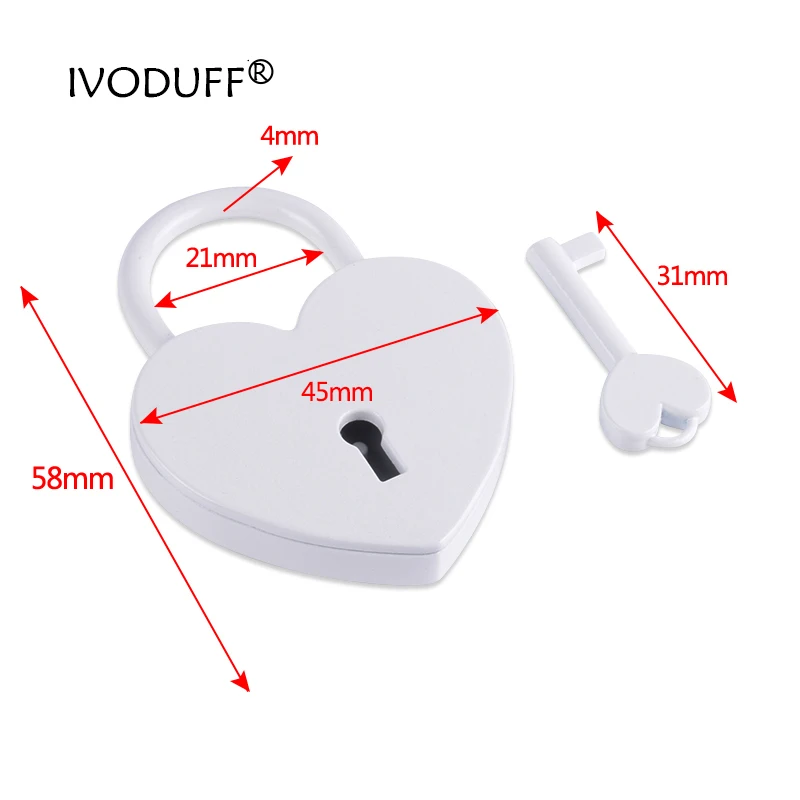 

Love Heart Lock White Color 45x59mm For Bag Decoration,Metal Padlock Heart Shape