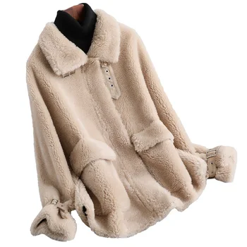 

Real Fur Coat Female Autumn Winter Coat Women Clothes 2020 Korean Sheep Shearing Jackets Warm Wool Jacket Fur Top Hiver KQN19043