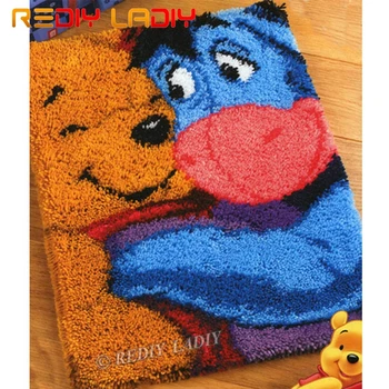 

Latch Hook Kit Make Your Own Rug Bear & Donkey Tapestry Crochet Cushion Mat DIY Carpet Rug Set Pre-Printed Canvas Hobby & Crafts