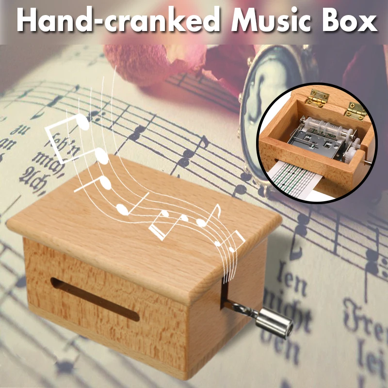 Koop 15 Tone DIY Hand gebogen Houten Muziekdoos Met Perforator Papier Tapes Muziek Bewegingen Doos papier strip Thuis decoratie Craft