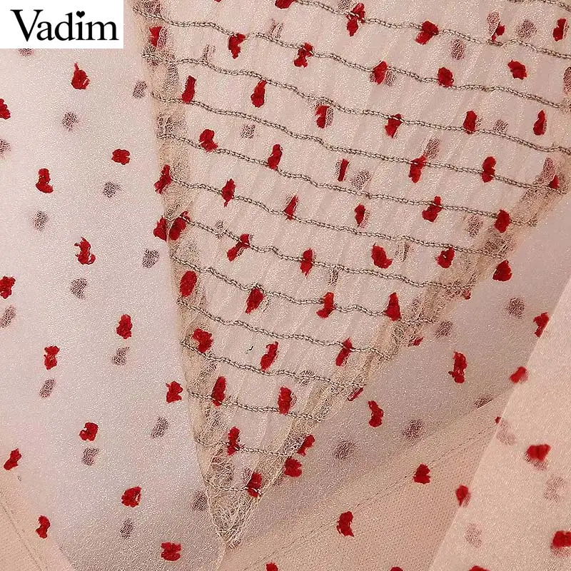 Vadim, женское сексуальное платье миди в горошек, комплект из двух предметов, с галстуком-бабочкой, с длинным рукавом, женские вечерние платья до колена, QD008