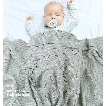 

Baby Blankets 100%Cotton Newborn Sleeping Bag Stroller Blanket Covers Soft Infantil Swaddle Wrap Knit Hollow Breathable Blankets