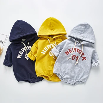 

2020 New Spring Baby Girls Boys Bodysuit Baby Boys Triangle Bodysuit Long Sleeve Hooded One-piece Jumpsuit Baby Girl Clothes