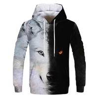Spring and Autumn Men's Junior Wolf Hoodie Fashion 3D Wolf Printing Loose Streetwear 2021 Funny Animal Street Hip Hop Sweatshirt - Image 6