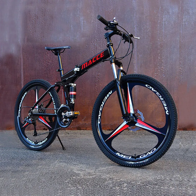 

26Inch Folding Mountain Bicycle 21Speed Double Shock Absorption Off-Road Variable Speed Top editioAdult Student One-Wheeled Bike