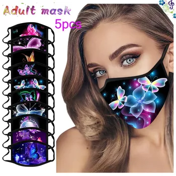 

5Pcs Unisex Adult Colorful Butterfly Mouth Masks Washable And Reusable Face Mask Cover Dustproof Mondkapjes Wasbaar Masque