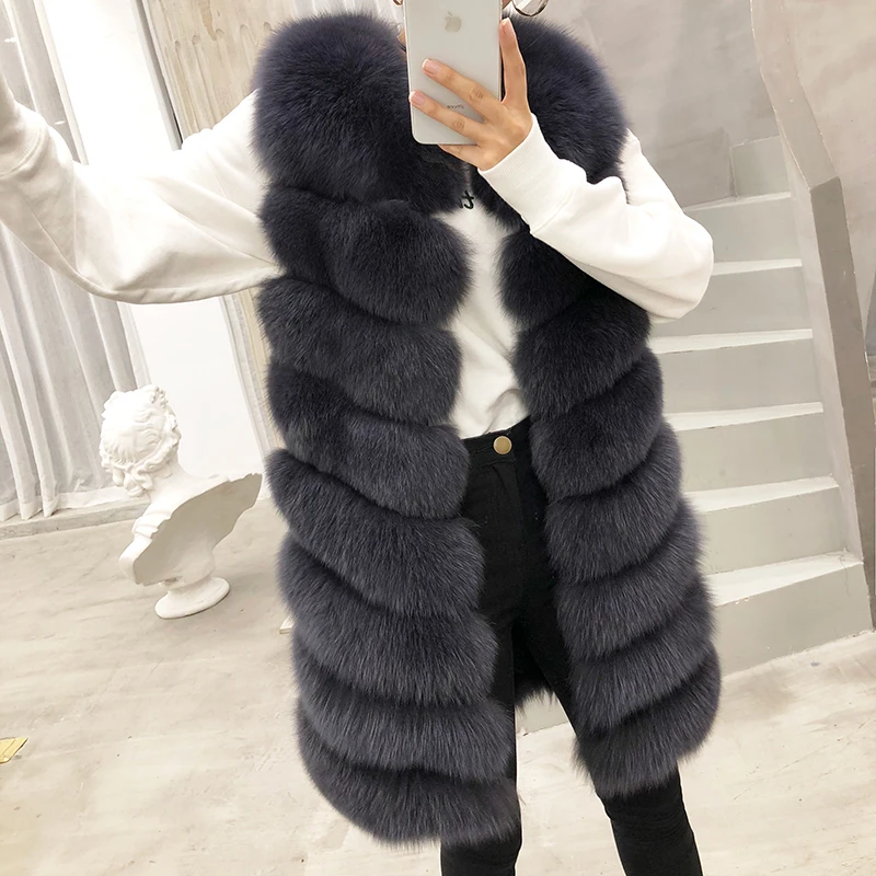 Natural Fox Fur Coat Genuine Real Fox Fur Vest Jacket Women's - Main Image