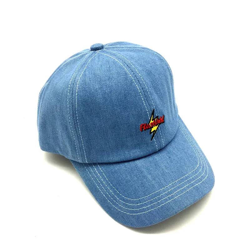 

Girls Boys 6 Panels Denim Letters Embroidery Trucker Cap Sport Cap Hat Women Men Summer Flash Embroidered Denim Baseball Cap