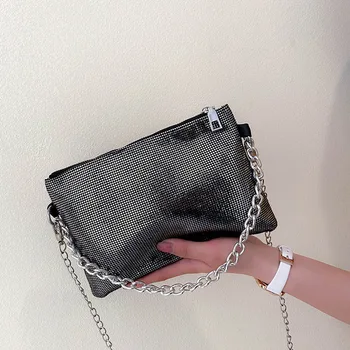 

Small bag female 2020 new fashion shoulder messenger baguette chain sequin armpit bag handbag