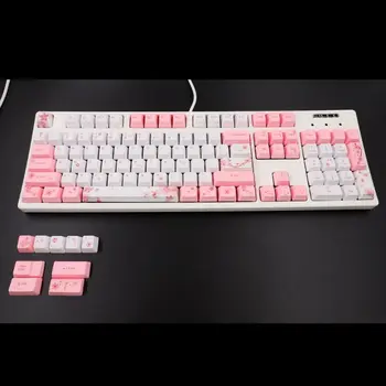 

104+9 Keys OEM PBT Keycaps Full Set Mechanical Keyboard Keycaps PBT Dye-Sublimation Cherry Blossom Keycaps