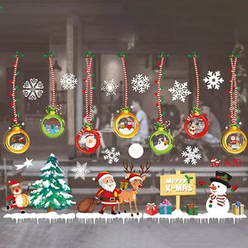 

Christmas Window Static Stickers Decal Reusable Self Cling Snowflake Decor Home Decoration Mural Decals Wallpaper New Year