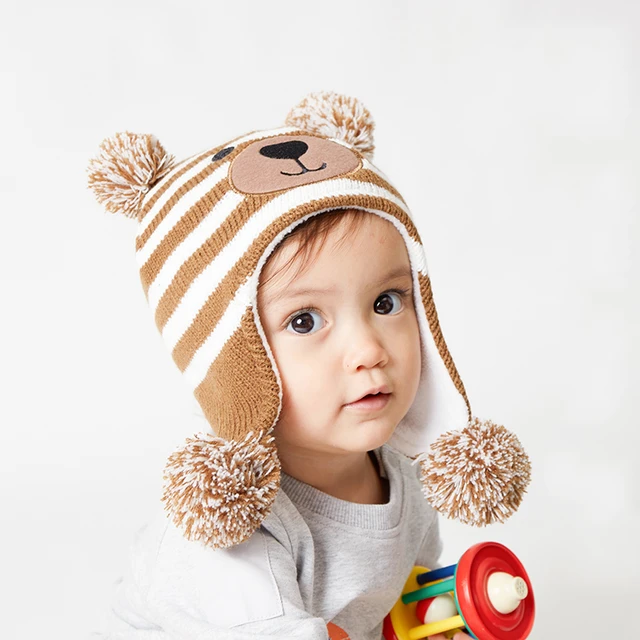 Bonnet à capuche doublé polaire pour bébé fille, écharpe, bonnet avec  pompons, tricoté, pour enfant en bas âge, hiver - AliExpress