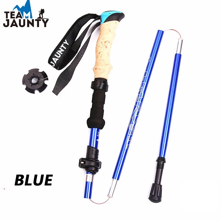 Telescopic Trekking Poles Anti Shock Hiking Stick Walking Cane Walking Sticks Folding Ultra Light Outdoor With EVA Rod Grips Ski - Цвет: Blue