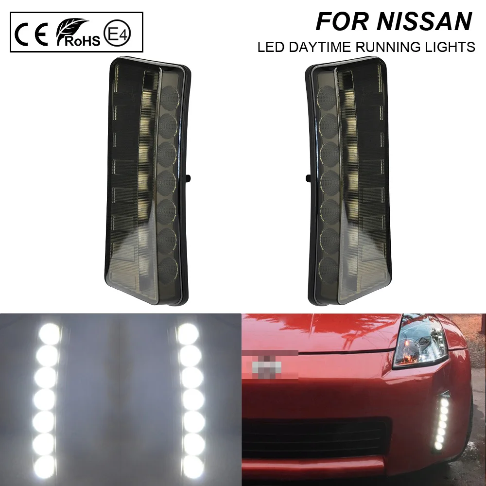 

A Pair 12v Smoke Daytime Running Light Waterproof DRL Auto Driving Light External Light For Nissan 350Z/Z33 03-05