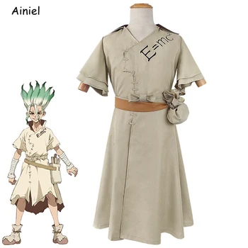 

Anime Dr. Stone Cosplay Ishigami Senku Costume Senku Full Set Coat Belt Bandage Cloth bag Halloween Costumes Adult Men Women