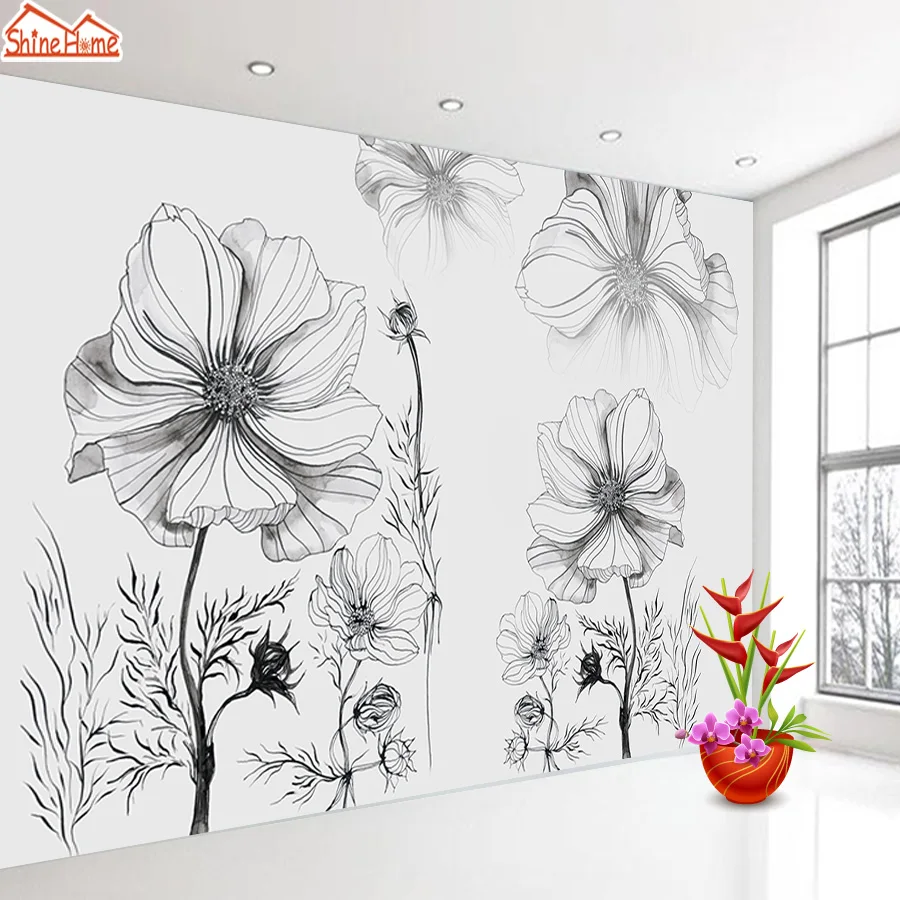 Black And White 3d Mural Wallpaper Image Num 1