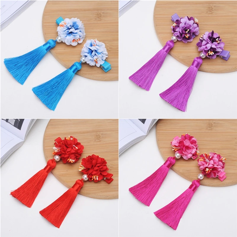 2020 New Multi Style Girls Hair Clips Chinese Traditional Princess Tassels Flower Hairpins Children Kids Accessories | Детская одежда и