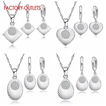 

Fashion Real 925 Sterling Silver Jewelry Sets Necklace Earrings Sets For Women Bridal Wedding Gorgeous Female Jewelry
