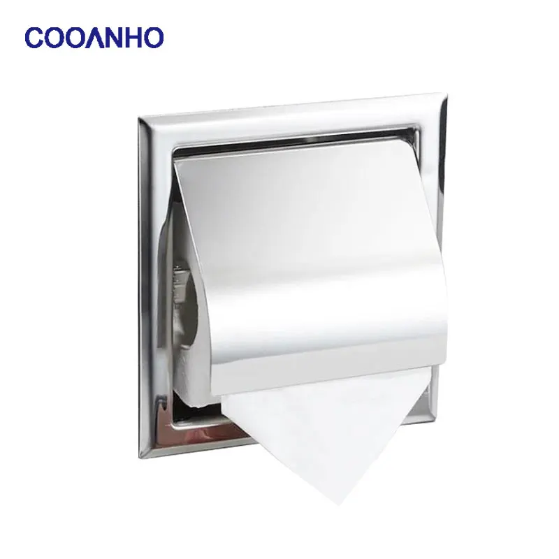 

COOANHO Bathroom Embedded Toilet Paper Holder Wall-Mounted Toilet Paper Holder Embedded Toilet Paper Roll Dispenser