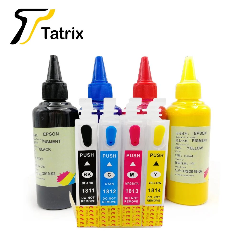 Tatrix перезаправляемый картридж T1811 T1801 для Epson XP 305 202 102 405 205 402 225 322 принтер с