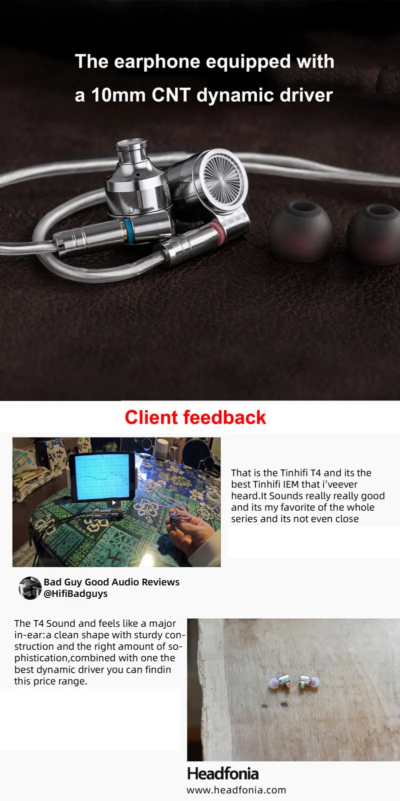 Tinhifi T4 наушники Динамический драйвер HIFI бас металлическая гарнитура 3,5 мм 10 мм CNT вкладыши с MMCX кабелем для shure se215 se535