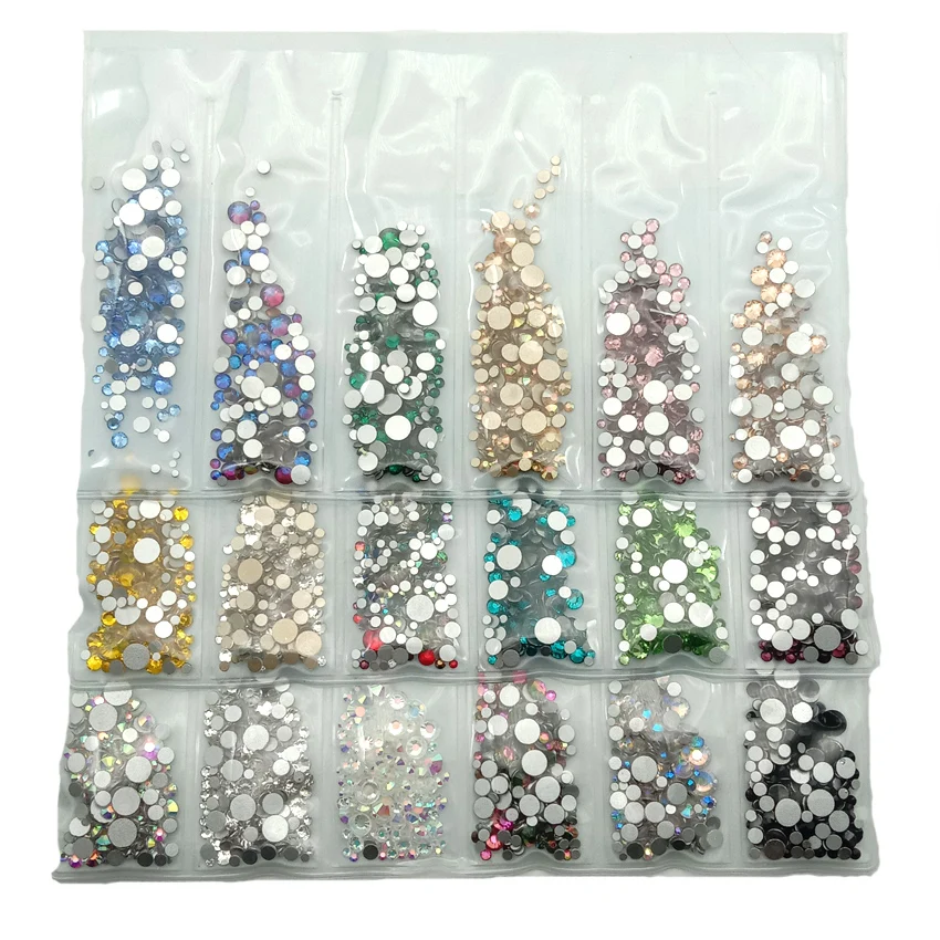 

1 Box Crystals Glass Nail Rhinestones Mix Size Flatback Opal Rhinestones For Nail Accessories Strass 3D Nail Art Decorations