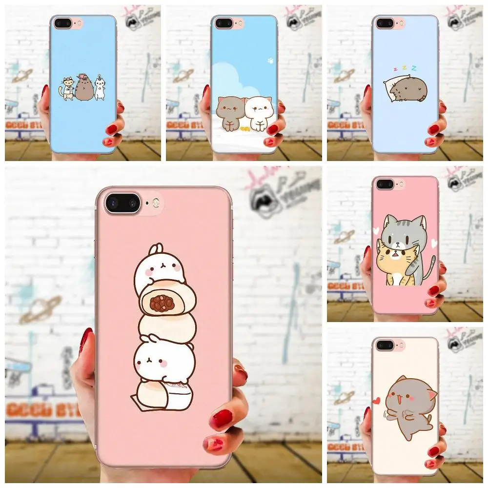 Чехлы на заднюю панель Kawaii Molang с рисунком собаки кота для Galaxy J1 J2 J3 J330 J4 J5 J6 J7 J730 J8