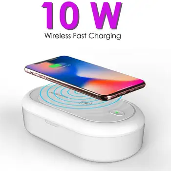 

10W Wireless Fast Charger Phone LED Sterilizer Box UV Disinfection Box Portable Toothbrush Disinfector For Phone Watch Mask Key