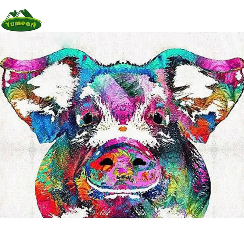 YUMEART 5D сделай сам квадратная Алмазная вышивка цветочный узор свинья животные