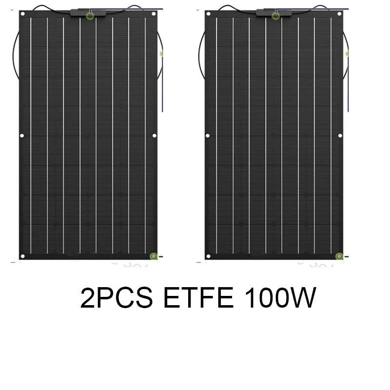100 Вт 200 Вт 300 Вт 400 Вт Гибкая солнечная панель 12 в солнечное зарядное устройство класса А монокристаллическая солнечная батарея 1000 Вт солнечная система для наружного использования - Цвет: 2PCS ETFE 100W