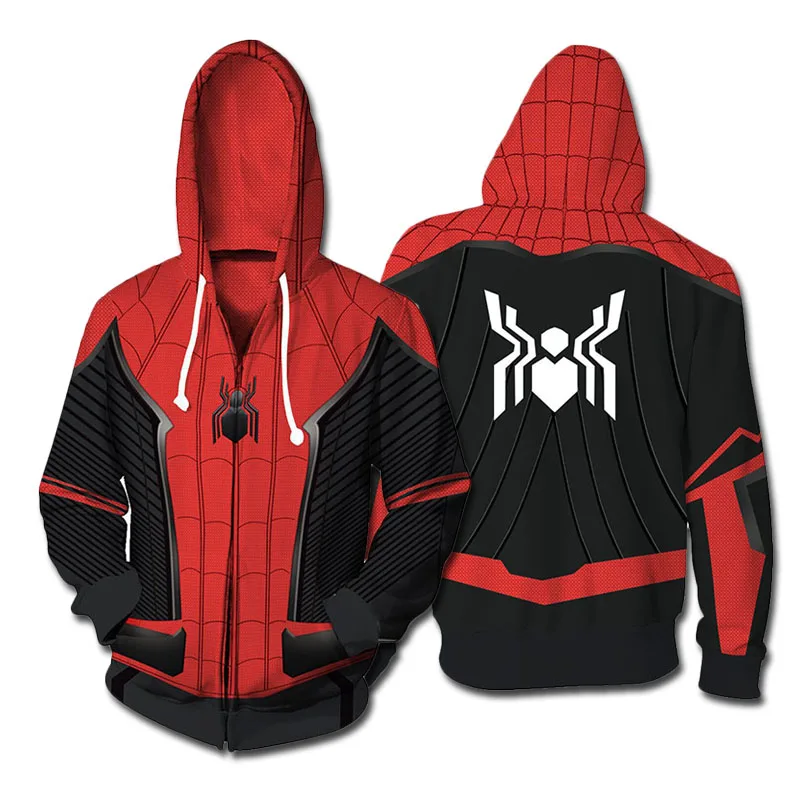 

New Movie Spider-Man Far From Home Hoodies Spiderman Cosplay Suits 3D Printed Zipper Jacket Sweatshirts Unisex Pullover